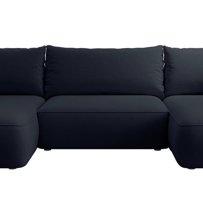 NADUVI Collection Philipa U-bank Links met Slaapfunctie - Velvet - Donkerblauw