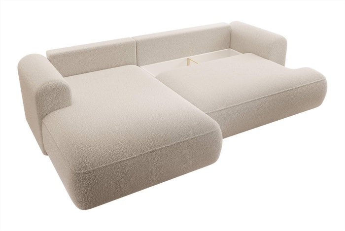 NADUVI Collection Philipa Hoekbank Links met Slaapfunctie - Bouclé - Beige