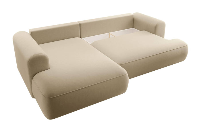 NADUVI Collection Philipa Hoekbank Big Links met Slaapfunctie - Velvet - Beige