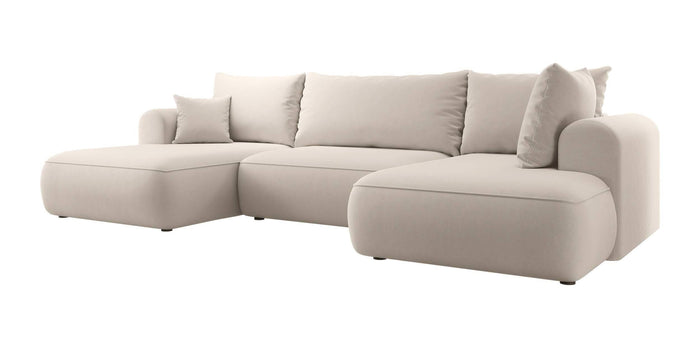 NADUVI Collection Philipa U-bank Rechts met Slaapfunctie - Velvet - Crème