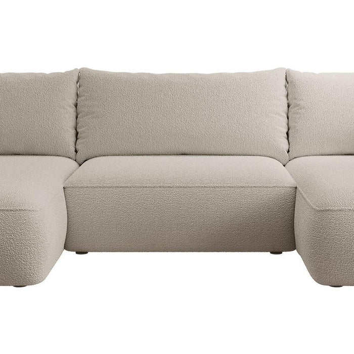 NADUVI Collection Philipa U-bank Links met Slaapfunctie - Bouclé - Taupe