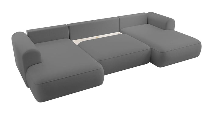 NADUVI Collection Philipa U-bank Links met Slaapfunctie - Velvet - Donkergrijs