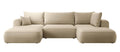 NADUVI Collection Philipa U-bank Rechts met Slaapfunctie - Velvet - Beige