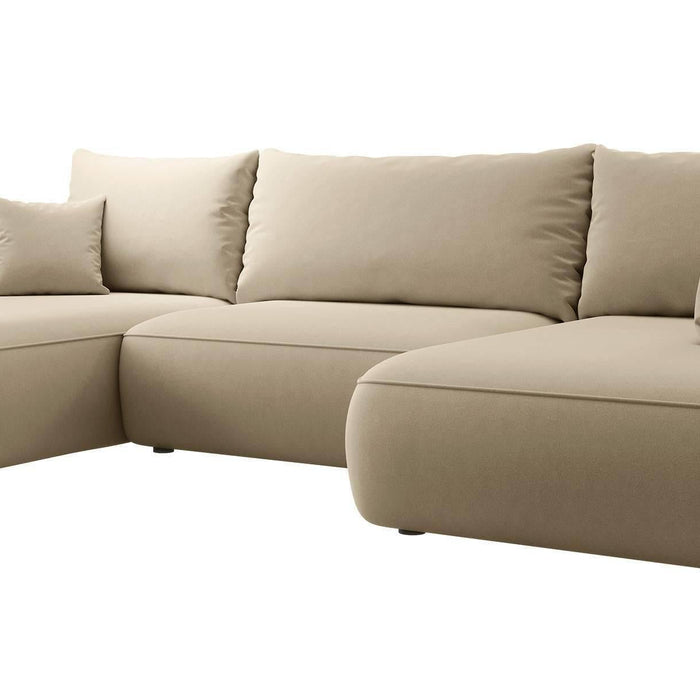 NADUVI Collection Philipa U-bank Rechts met Slaapfunctie - Velvet - Beige