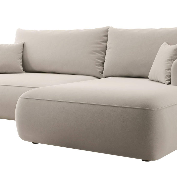 NADUVI Collection Philipa Hoekbank Rechts met Slaapfunctie - Velvet - Crème