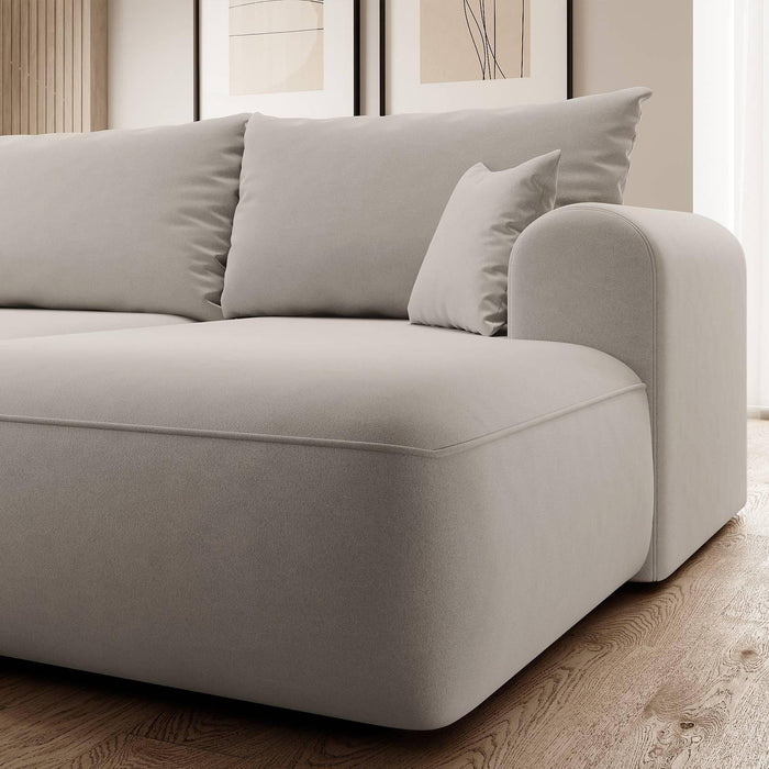 NADUVI Collection Philipa Hoekbank Rechts met Slaapfunctie - Velvet - Crème