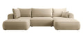 NADUVI Collection Philipa U-bank Links met Slaapfunctie - Velvet - Beige