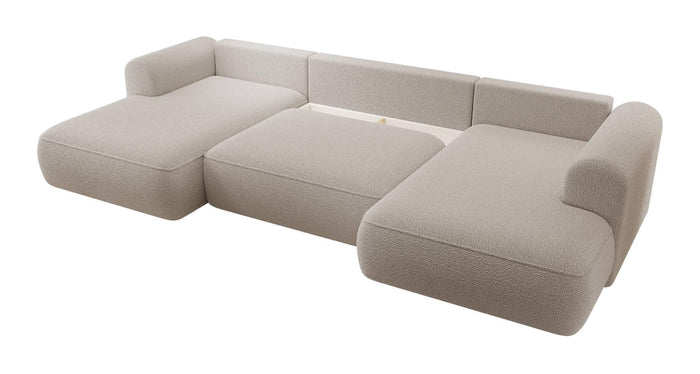 NADUVI Collection Philipa U-bank Rechts met Slaapfunctie - Bouclé - Taupe