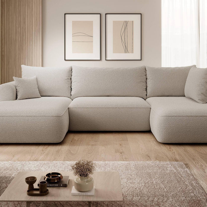 NADUVI Collection Philipa U-bank Rechts met Slaapfunctie - Bouclé - Taupe