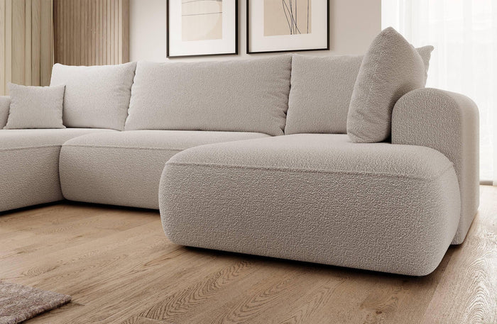 NADUVI Collection Philipa U-bank Rechts met Slaapfunctie - Bouclé - Taupe