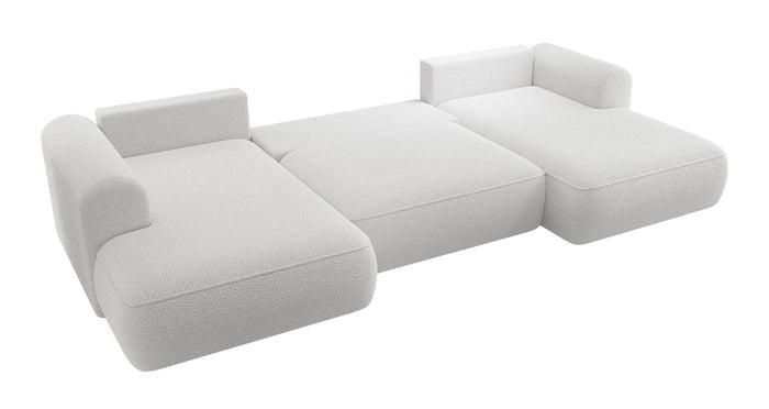 NADUVI Collection Philipa U-bank Links met Slaapfunctie - Bouclé - Lichtgrijs