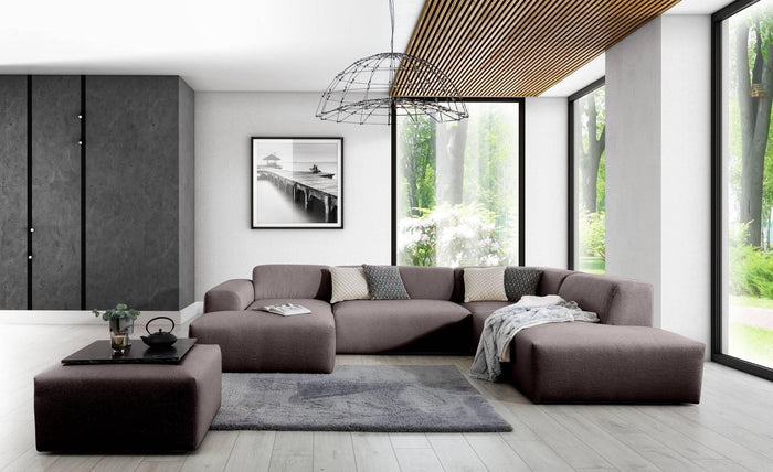 NADUVI Collection Nina U-bank Rechts - Ribstof - Donkerbruin