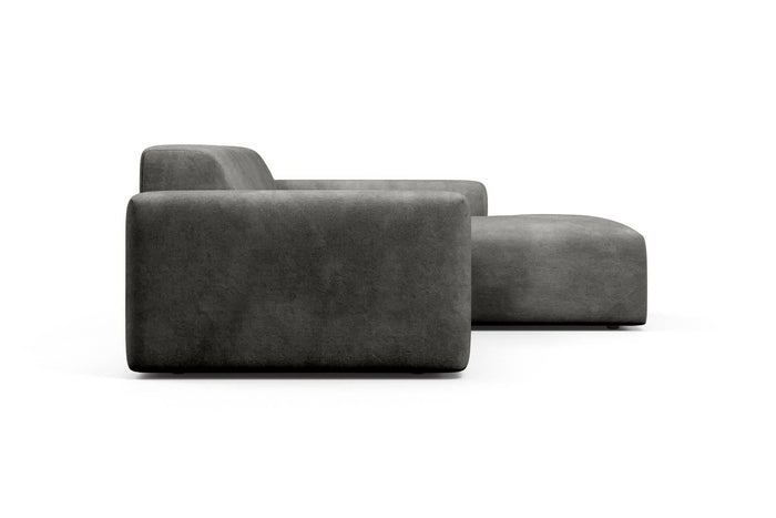 NADUVI Collection Nina Hoekbank Rechts - Velvet - Donkergrijs