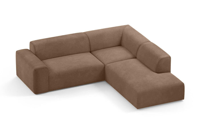 NADUVI Collection Nina Big Hoekbank Rechts - Ribstof - Hazelnootbruin