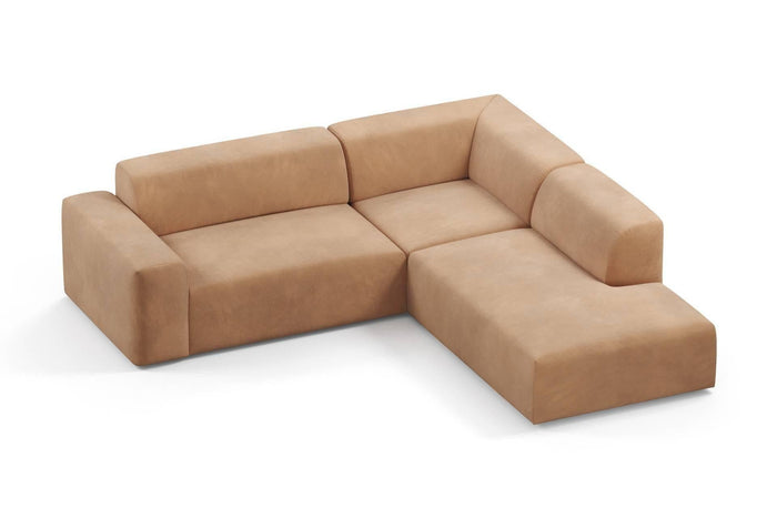 NADUVI Collection Nina Big Hoekbank Rechts - Velvet - Camel bruin