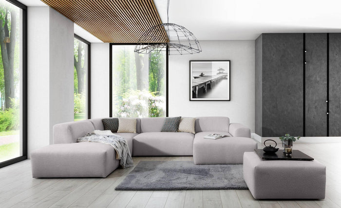 NADUVI Collection Nina U-bank Links - Ribstof - Lichtgrijs