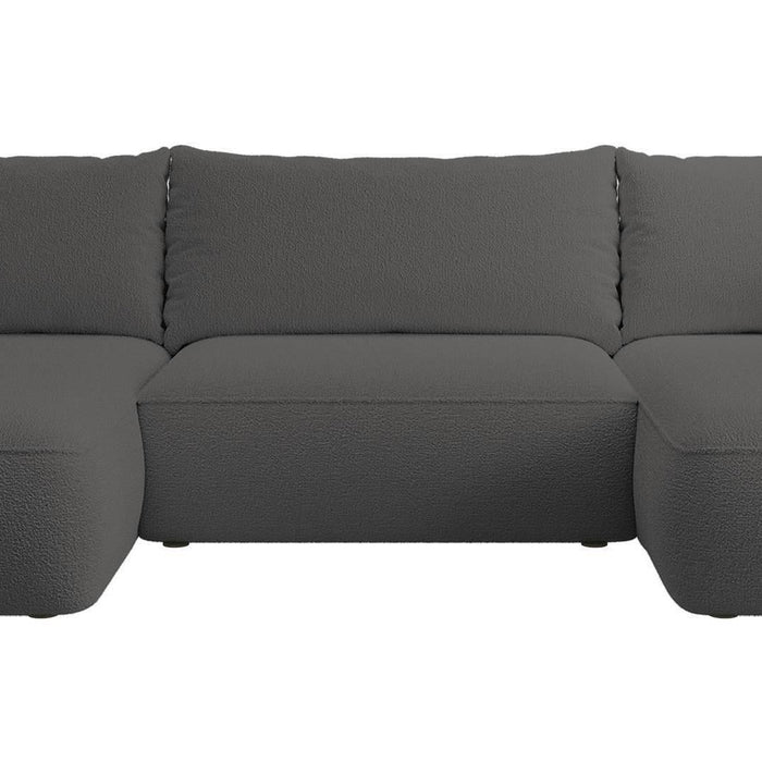 NADUVI Collection Philipa U-bank Links met Slaapfunctie - Bouclé - Antraciet