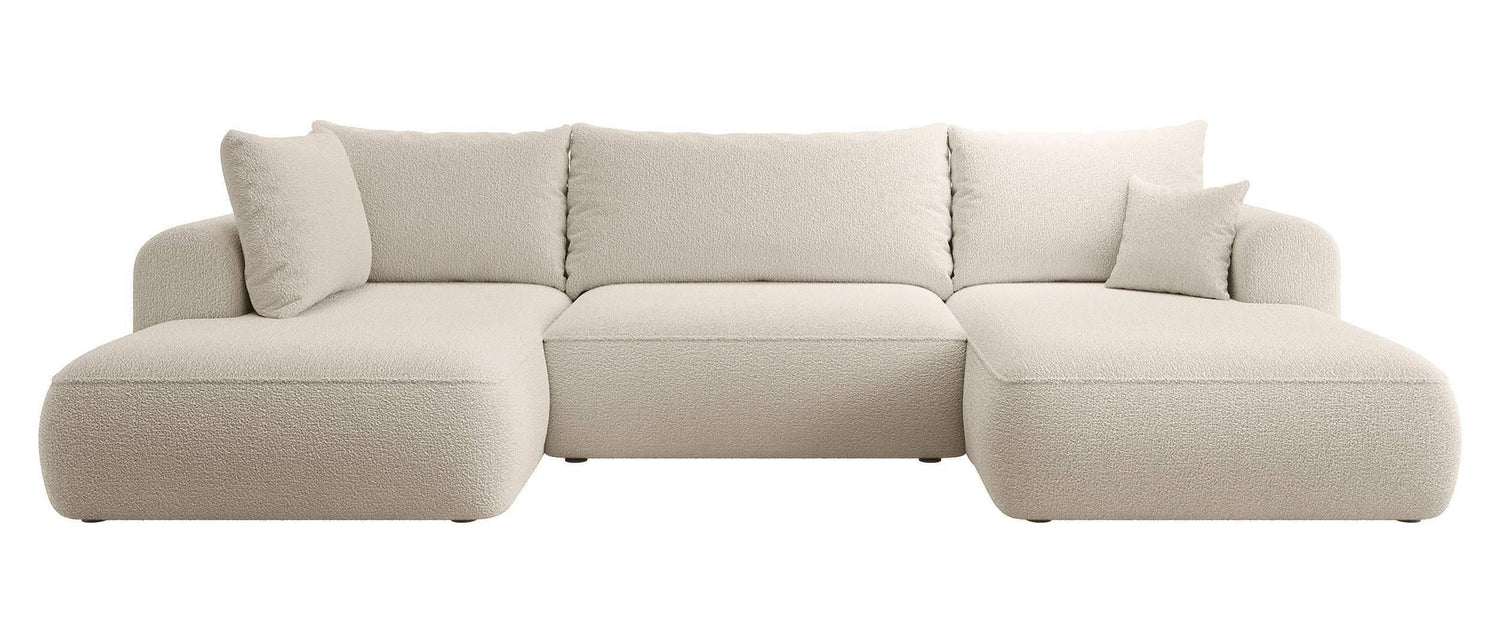 NADUVI Collection Philipa U-bank Links met Slaapfunctie - Bouclé - Beige