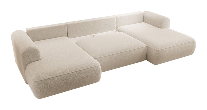 NADUVI Collection Philipa U-bank Links met Slaapfunctie - Bouclé - Beige