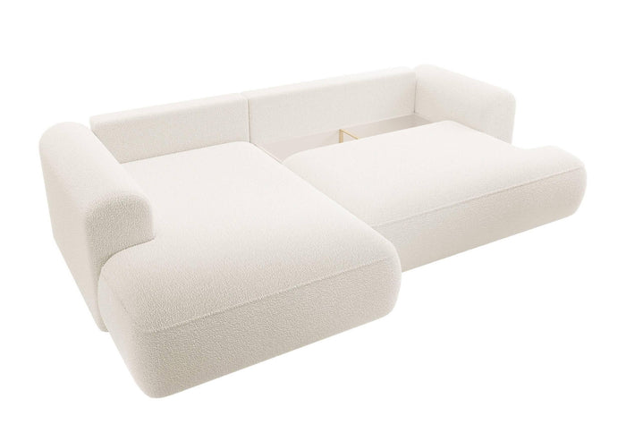 NADUVI Collection Philipa Hoekbank Big Links met Slaapfunctie - Bouclé - Crème