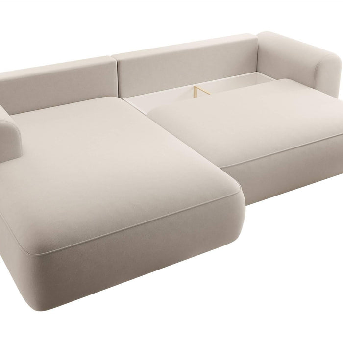NADUVI Collection Philipa Hoekbank Links met Slaapfunctie - Velvet - Crème
