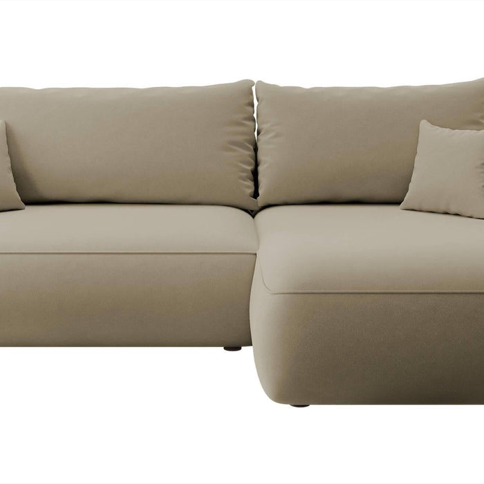 NADUVI Collection Philipa Hoekbank Rechts met Slaapfunctie - Velvet - Beige