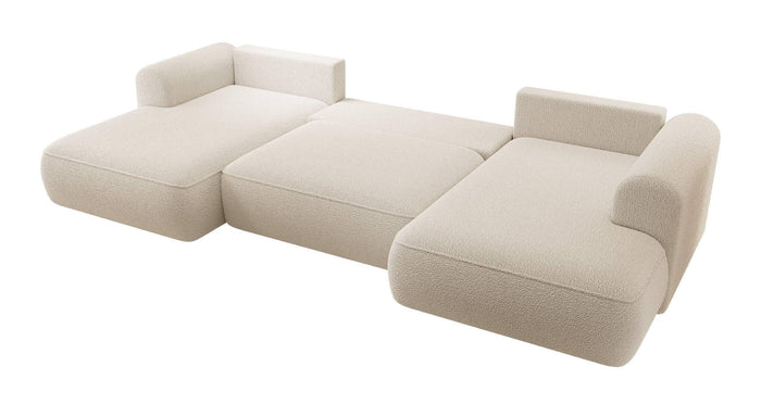 NADUVI Collection Philipa U-bank Rechts met Slaapfunctie - Bouclé - Beige