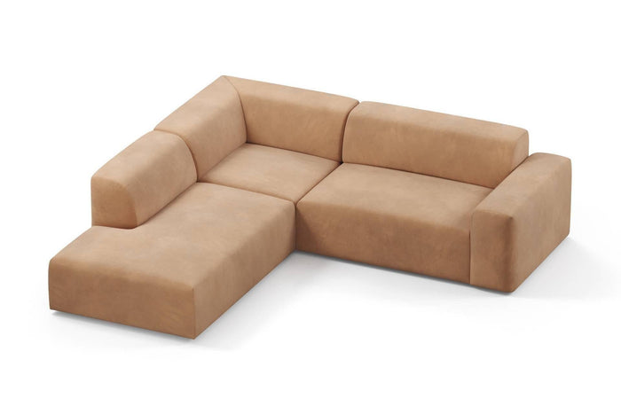 NADUVI Collection Nina Big Hoekbank Links - Velvet - Camel bruin