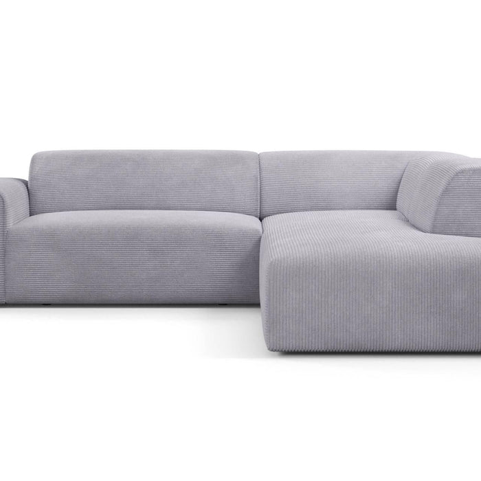 NADUVI Collection Nina Big Hoekbank Rechts - Ribstof - Lichtgrijs