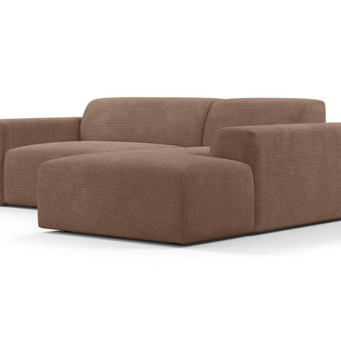 NADUVI Collection Nina Hoekbank Rechts - Ribstof - Hazelnootbruin
