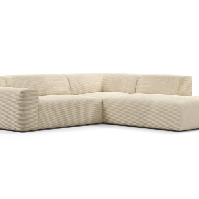 NADUVI Collection Nina Big Hoekbank Rechts - Ribstof - Crème