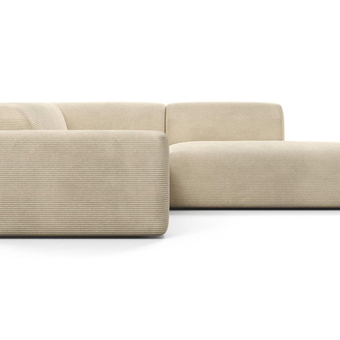 NADUVI Collection Nina Big Hoekbank Rechts - Ribstof - Crème