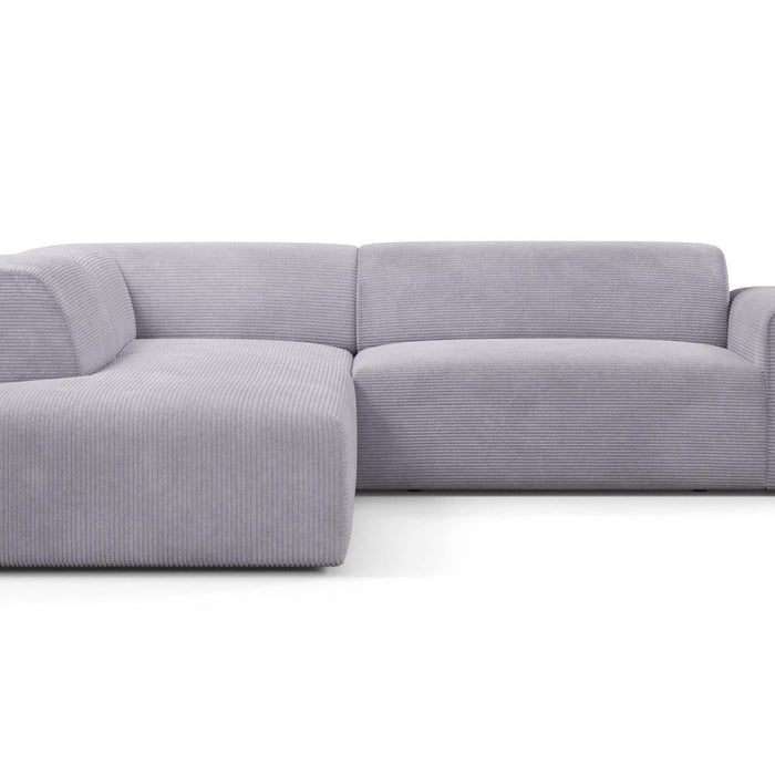 NADUVI Collection Nina Big Hoekbank Links - Ribstof - Lichtgrijs