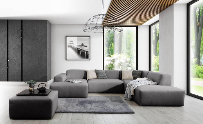 NADUVI Collection Nina U-bank Rechts - Ribstof - Antraciet