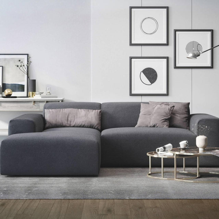 NADUVI Collection Nina Hoekbank Links - Ribstof - Antraciet