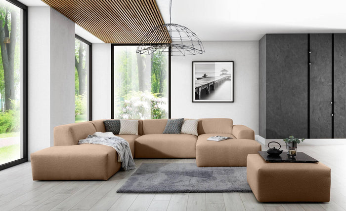 NADUVI Collection Nina U-bank Links - Ribstof - Hazelnootbruin