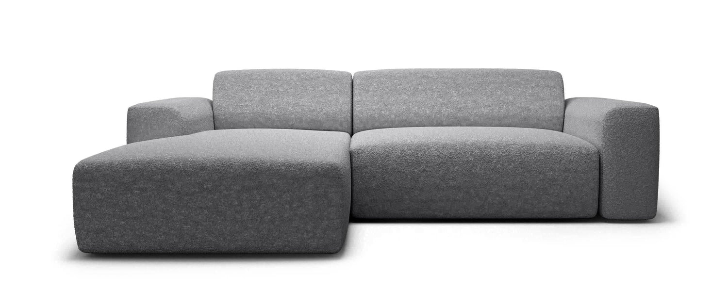 NADUVI Collection Nina Hoekbank Links - Bouclé - Lichtgrijs