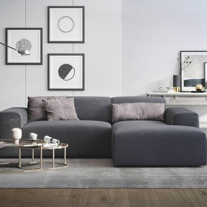 NADUVI Collection Nina Hoekbank Rechts - Ribstof - Antraciet