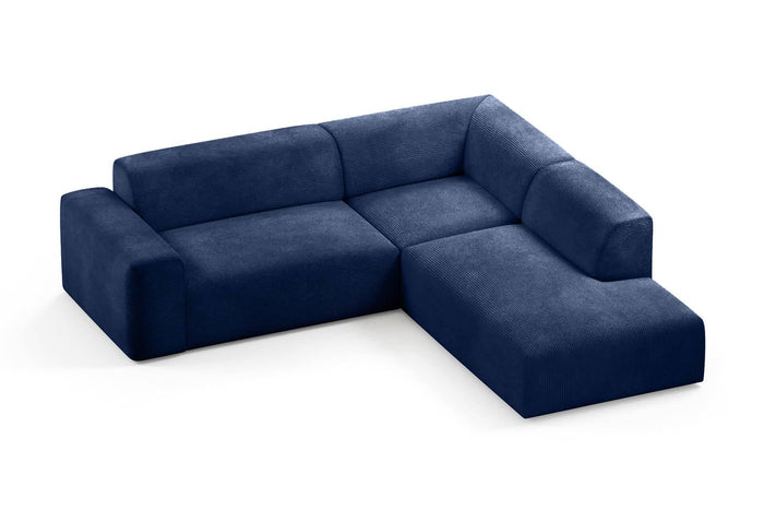 NADUVI Collection Nina Big Hoekbank Rechts - Ribstof - Donkerblauw