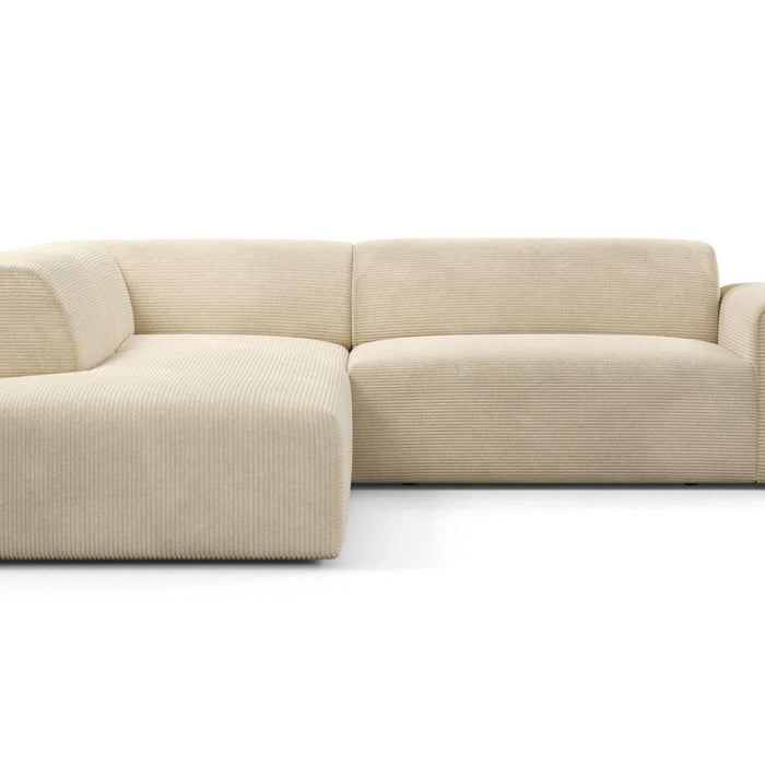 NADUVI Collection Nina Big Hoekbank Links - Ribstof - Crème