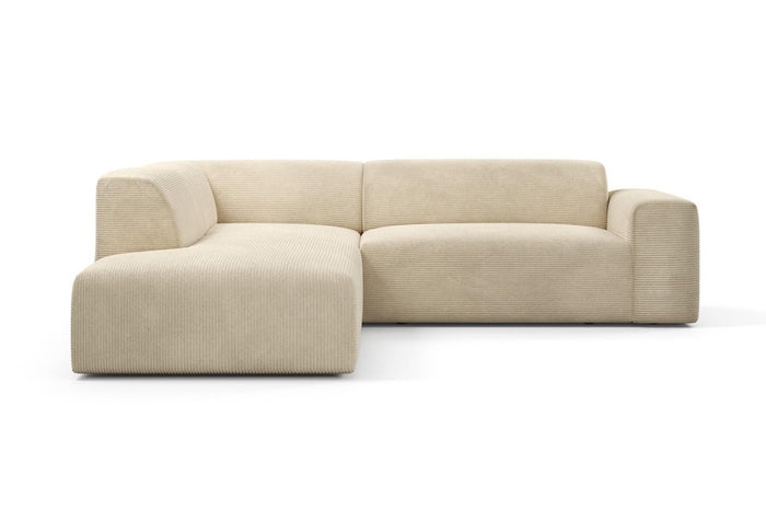 NADUVI Collection Nina Big Hoekbank Links - Ribstof - Crème