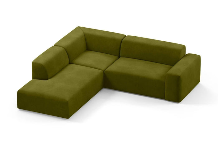 NADUVI Collection Nina Big Hoekbank Links - Velvet - Olijfgroen