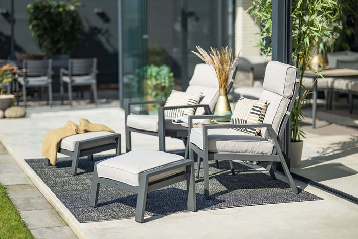 Garden Impressions Max loungestoel + voetenbank - Carbon black|Sand