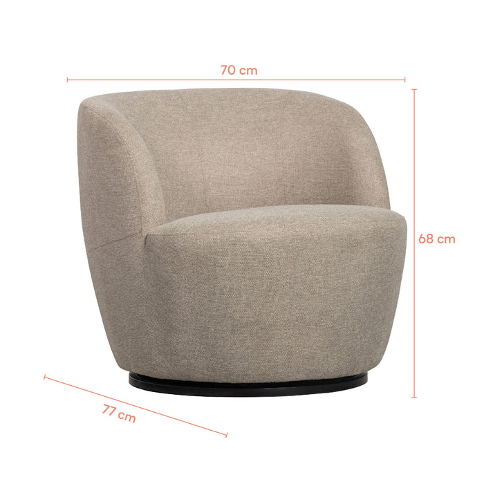 WOOOD Serra Draaifauteuil - Polyester - Zand - 75x70x69