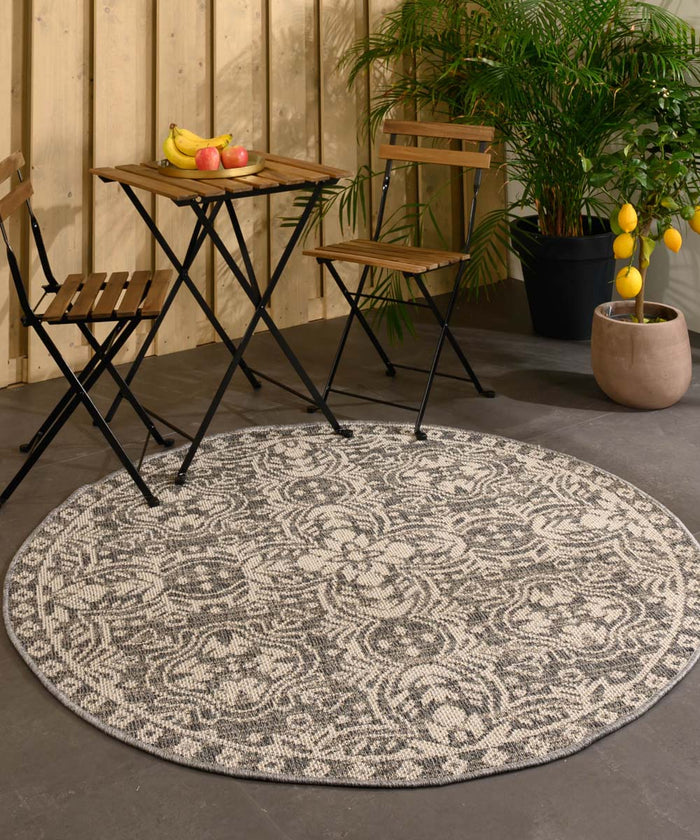Boho&me Rond buitenkleed Sunny Oriental - grijs - 100 cm rond