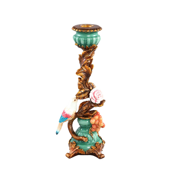 PTMD Sing Bronze polyresin bird candle holder S