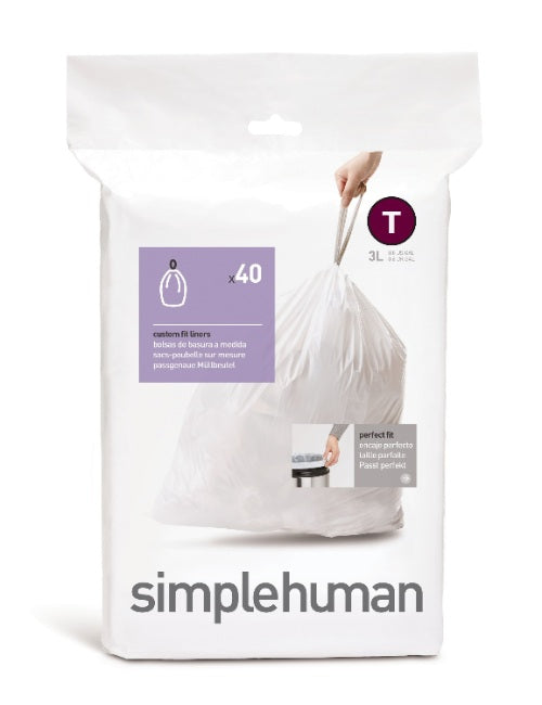 Simplehuman - Afvalzak, Code T, 3 L, Pak van 40 Stuks - Simplehuman