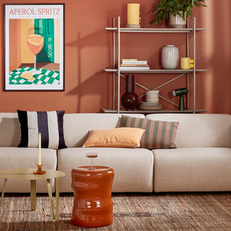 by fonQ Linen Stripe Sierkussen 40 x 60 cm - Bruin / Groen