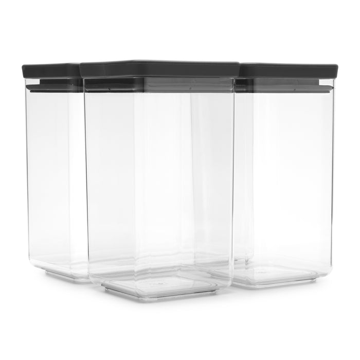 Brabantia Tasty+ Stapelbare Voorraadbus Set van 3 - 1,6 + 1,6 + 3,5 L - Dark Grey