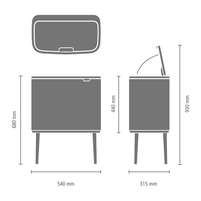 Brabantia Bo Touch Bin Afvalemmer 36 Liter - Confident Grey